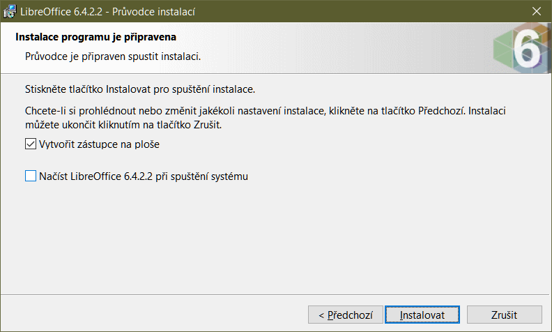 Instalace programu je připravena | Průvodce instalací